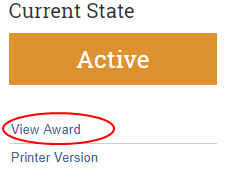 Screenshot showing View Award link.