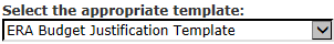 Screenshot showing dropdown to select the appropriate template.