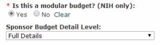Screenshot of Question 4 under 1.0 General Budget information.