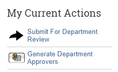 Screenshot showing "Generate Department Approvers" action.